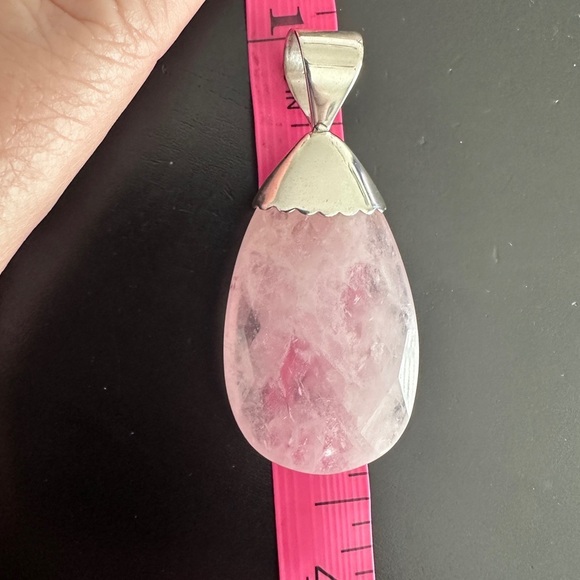 Laborite & pink quartz bead necklace with pendant by Jay King - Picture 9 of 14